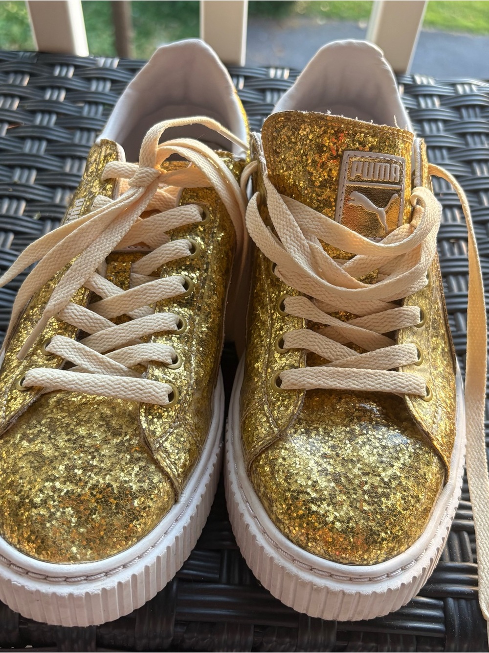 Puma Gold Glitter Platform Sneakers